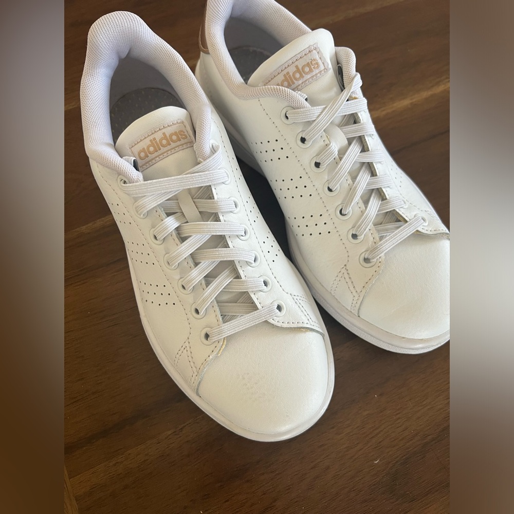 adidas Women’s “Grand Court 2.0” Sneaker - Size 6.5 - White with Gold Accents